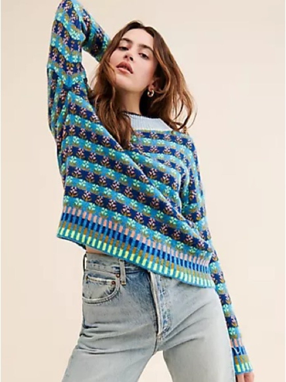 Dr Bloom Tutu Knit Sweater S Colorful Floral Alpaca Blend Anthropologie Style